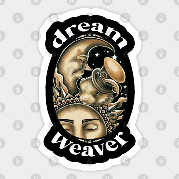 Ferret -Dream Weaver -Sun and Moon Sticker by Nat Ewert Art